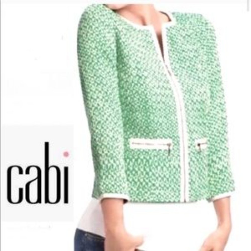 CAbi Clover Green Tweed Blazer